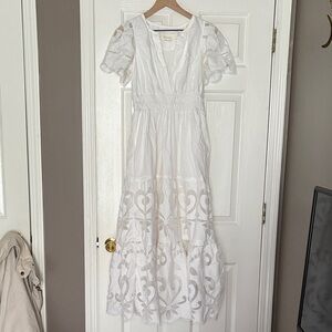 Anthropologie White Somerset Eyelet Maxi Dress